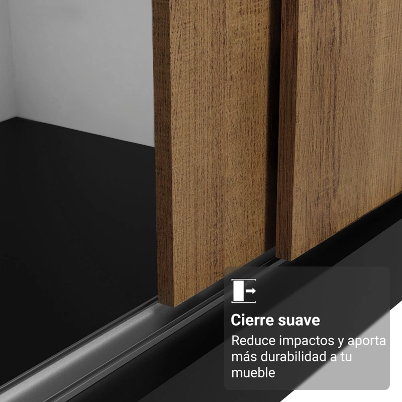 CLOSET MADESA RENO 3 PUERTAS CON 1 ESPEJO NEGRO/MARRON - 4