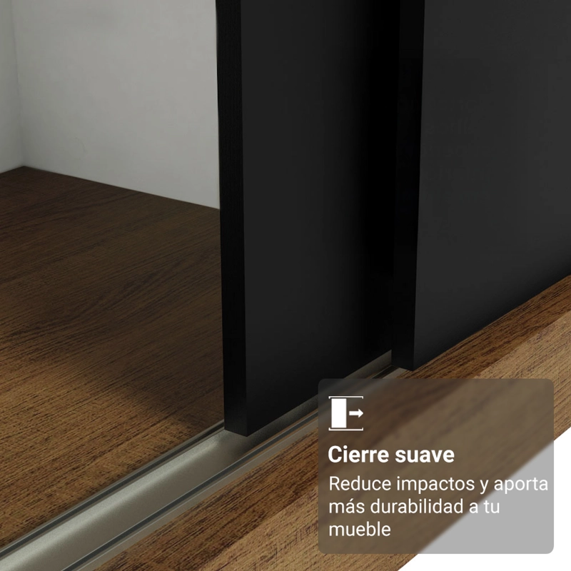 CLOSET MADESA RENO 3 PUERTAS CON 1 ESPEJO MARRON/NEGRO - 4