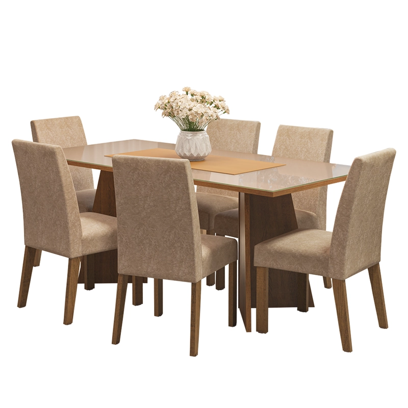 JUEGO DE COMEDOR MADESA VALERIE MARRON/CREMA/IMPERIAL - 1