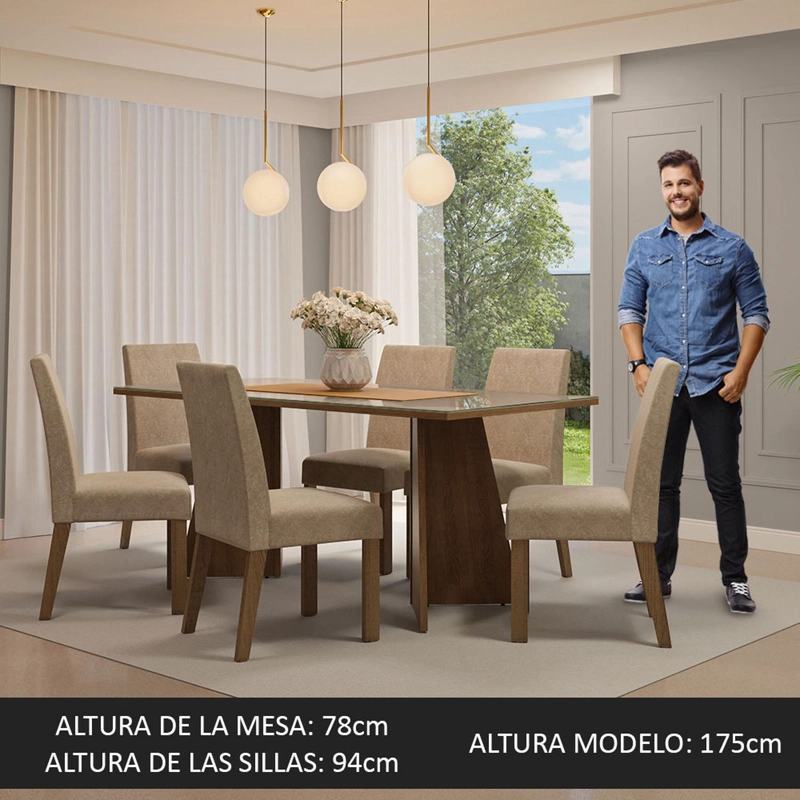 JUEGO DE COMEDOR MADESA VALERIE MARRON/CREMA/IMPERIAL - 3
