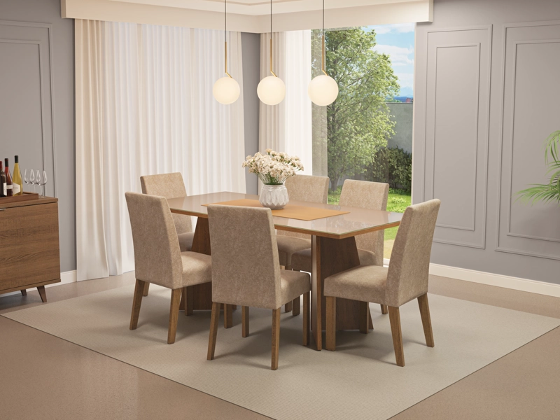 JUEGO DE COMEDOR MADESA VALERIE MARRON/CREMA/IMPERIAL - 8