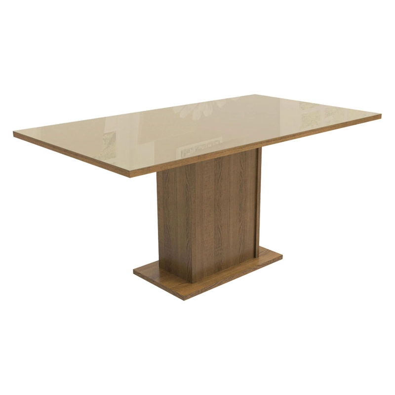 MESA DE COMEDOR MADESA 5275 CON VIDRIO RECTANGULAR MARRON/CREMA - 1