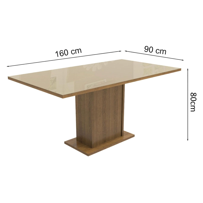 MESA DE COMEDOR MADESA 5275 CON VIDRIO RECTANGULAR MARRON/CREMA - 2