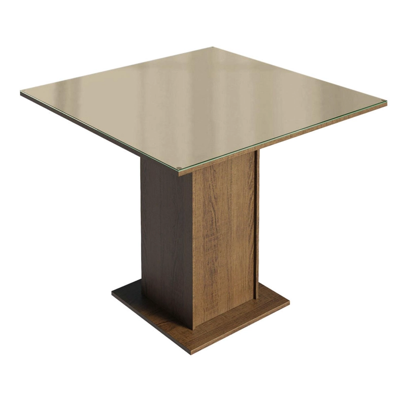 MESA DE COMEDOR MADESA 5363 CON VIDRIO CUADRADA MARRON/CREMA - 1