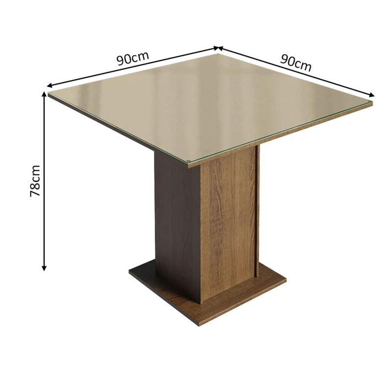 MESA DE COMEDOR MADESA 5363 CON VIDRIO CUADRADA MARRON/CREMA - 3