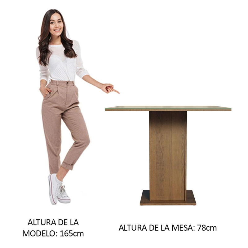 MESA DE COMEDOR MADESA 5363 CON VIDRIO CUADRADA MARRON/CREMA - 4