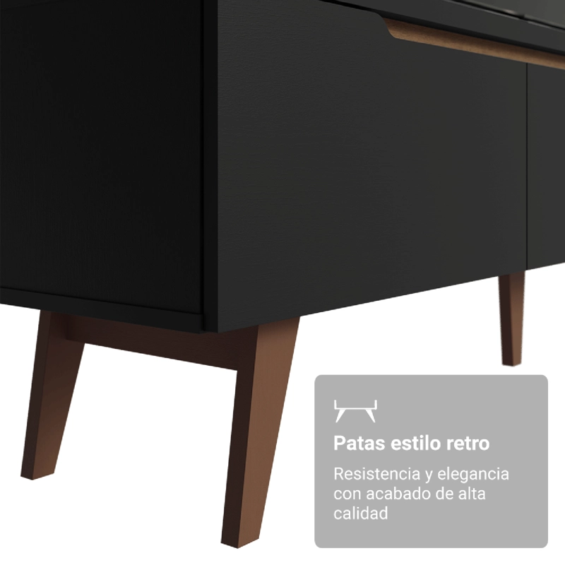 RACK PARA TV HASTA 75 PULGADAS MADESA REIMS 180 CM 2 PUERTAS NEGRO - 6
