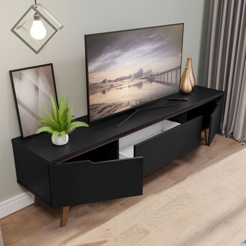 RACK PARA TV HASTA 75 PULGADAS MADESA REIMS 180 CM 2 PUERTAS NEGRO - 7