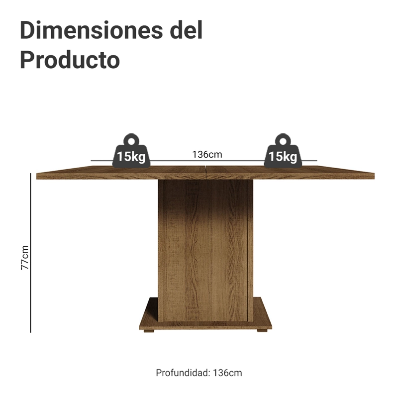 MESA DE COMEDOR MADESA 5286 CUADRADA MARRON - 2