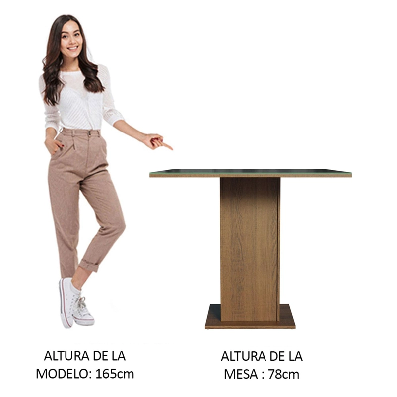 MESA DE COMEDOR MADESA 5363 CON VIDRIO CUADRADA MARRON/NEGRO - 3