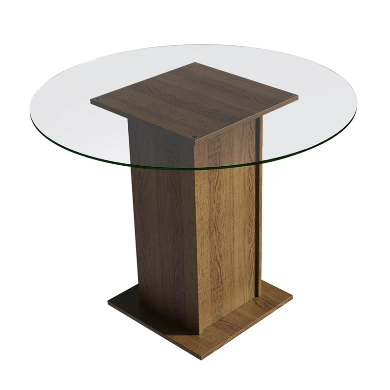 MESA DE COMEDOR MADESA 5324 CUBIERTA DE VIDRIO REDONDA MARRON - 1