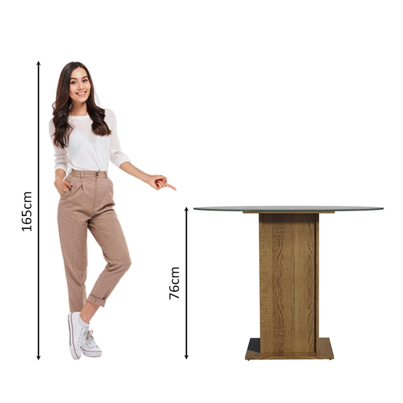 MESA DE COMEDOR MADESA 5324 CUBIERTA DE VIDRIO REDONDA MARRON - 2