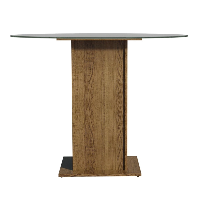 MESA DE COMEDOR MADESA 5324 CUBIERTA DE VIDRIO REDONDA MARRON - 5