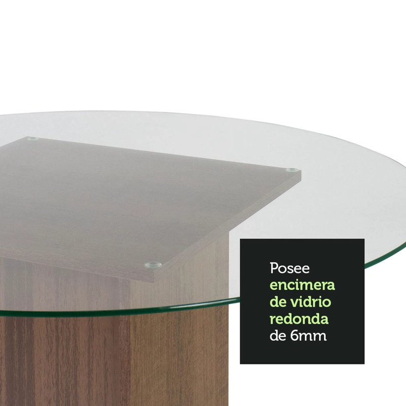 MESA DE COMEDOR MADESA 5324 CUBIERTA DE VIDRIO REDONDA MARRON - 6