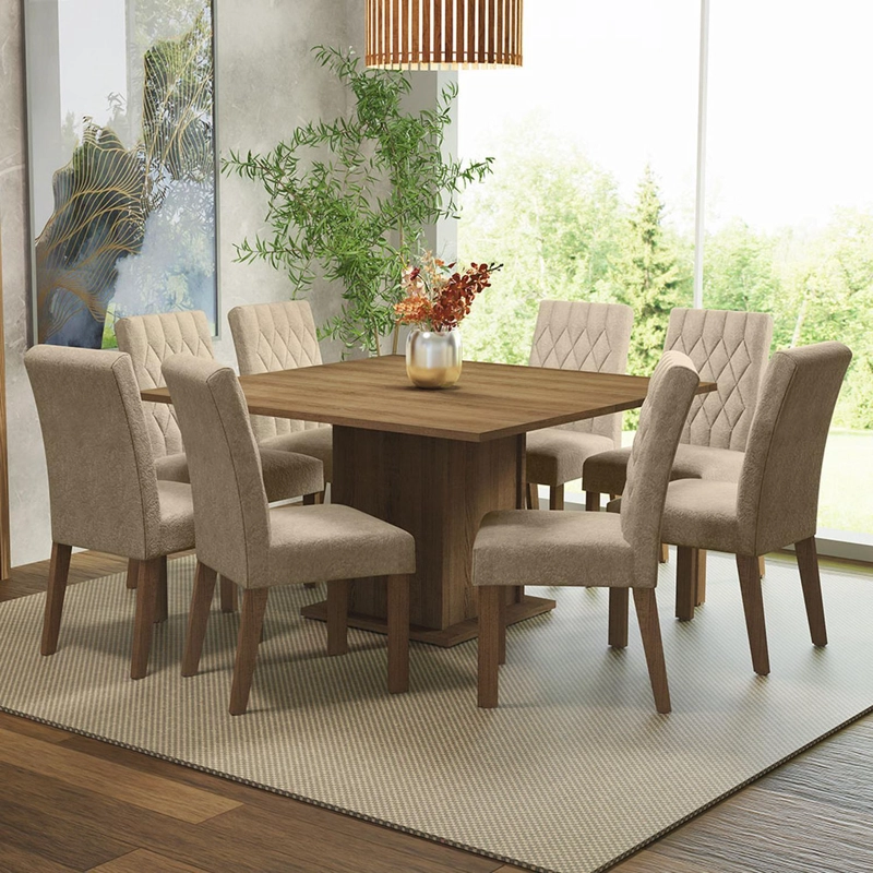 JUEGO DE COMEDOR MADESA LEILA CON 8 SILLAS MARRON/IMPERIAL - 1