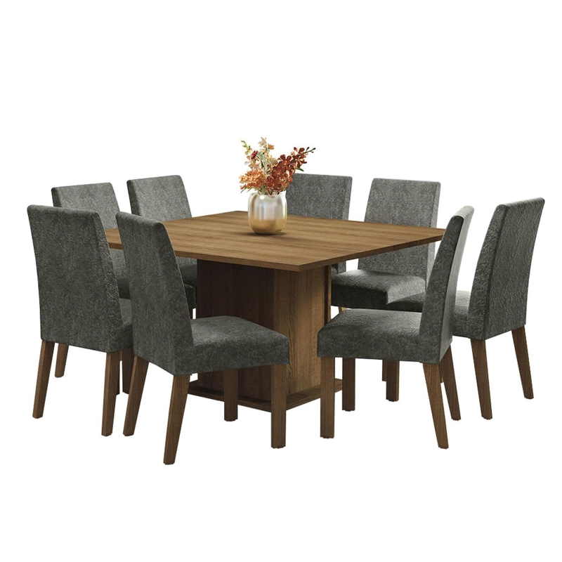 JUEGO DE COMEDOR MADESA DORIS CON 8 SILLAS MARRON/SILVER - 2