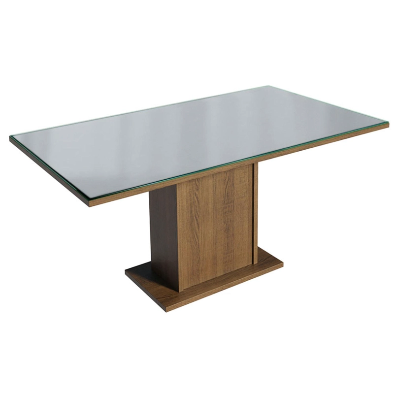 MESA DE COMEDOR MADESA 5275 CON VIDRIO RECTANGULAR MARRON/GRIS - 2