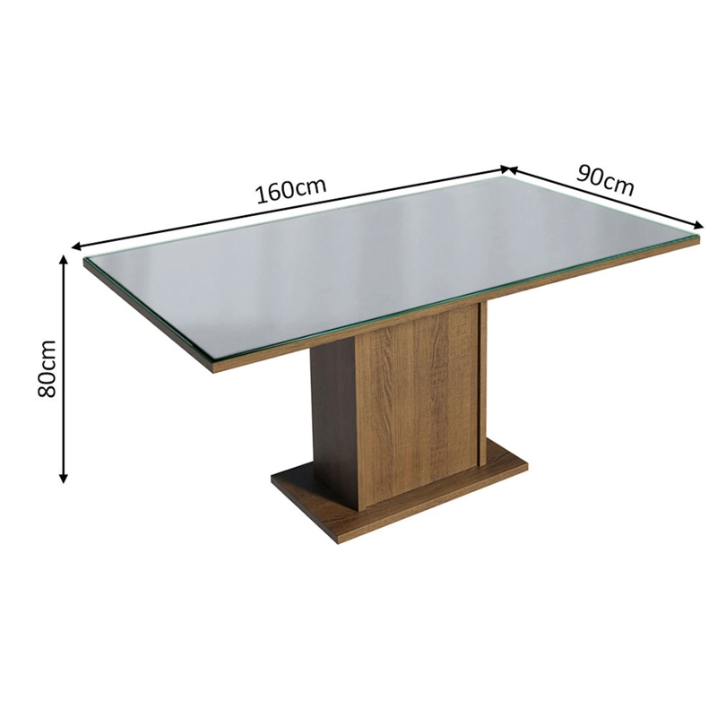MESA DE COMEDOR MADESA 5275 CON VIDRIO RECTANGULAR MARRON/GRIS - 4