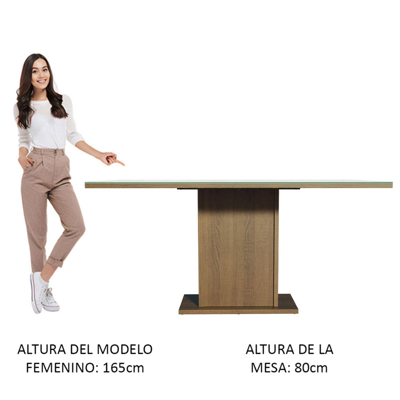 MESA DE COMEDOR MADESA 5275 CON VIDRIO RECTANGULAR MARRON/GRIS - 5