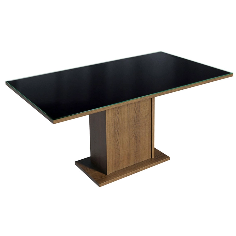 MESA DE COMEDOR MADESA 5275 CON VIDRIO RECTANGULAR MARRON/NEGRO - 1