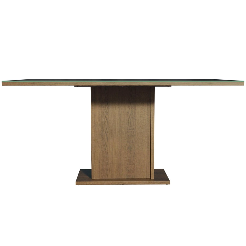 MESA DE COMEDOR MADESA 5275 CON VIDRIO RECTANGULAR MARRON/NEGRO - 2