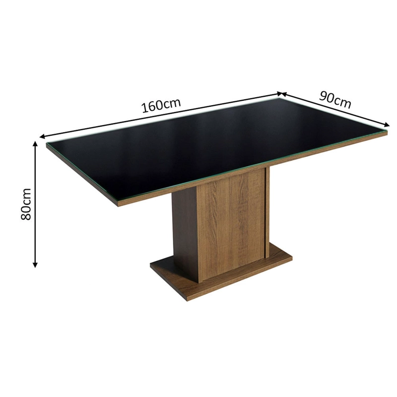 MESA DE COMEDOR MADESA 5275 CON VIDRIO RECTANGULAR MARRON/NEGRO - 3
