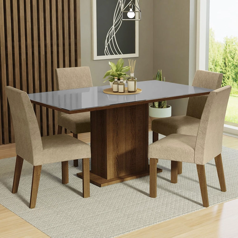 JUEGO DE COMEDOR MADESA AVRIL CON 4 SILLAS MARRON/GRIS/IMPERIAL
