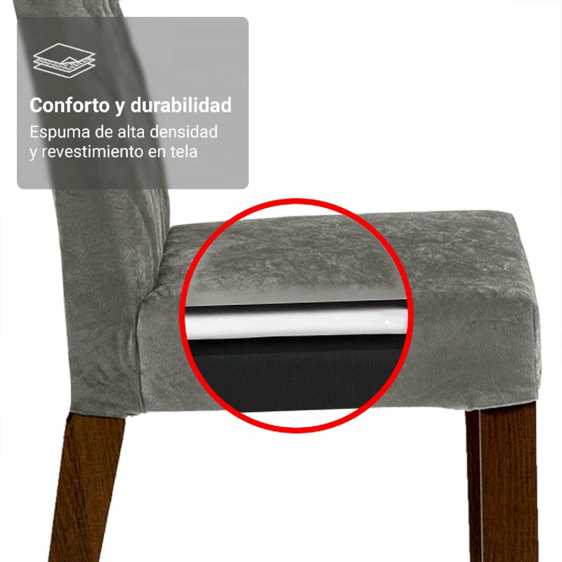 JUEGO DE COMEDOR MADESA HANNA CON 6 SILLAS MARRON/NEGRO/SILVER - 6