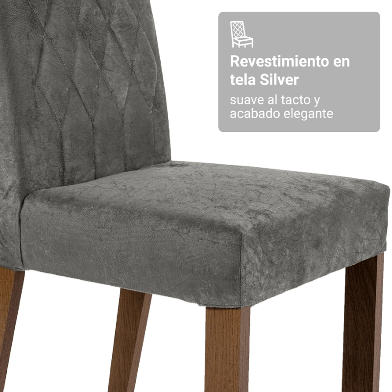 JUEGO DE COMEDOR MADESA HANNA CON 6 SILLAS MARRON/NEGRO/SILVER - 9