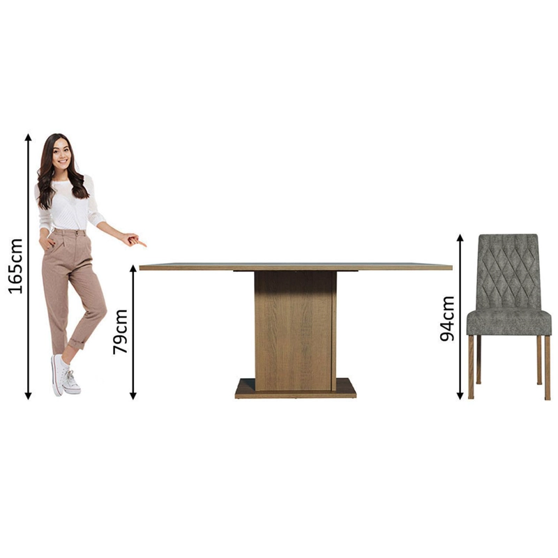 JUEGO DE COMEDOR MADESA HANNA CON 6 SILLAS MARRON/GRIS/SILVER - 3