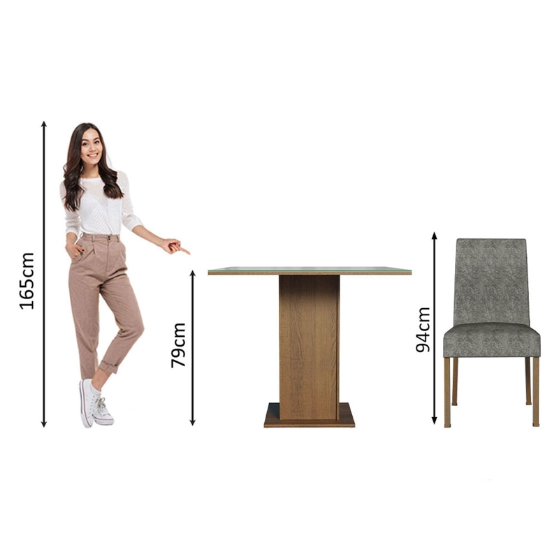 JUEGO DE COMEDOR MADESA ANNE CON 4 SILLAS MARRON/GRIS/SILVER - 3