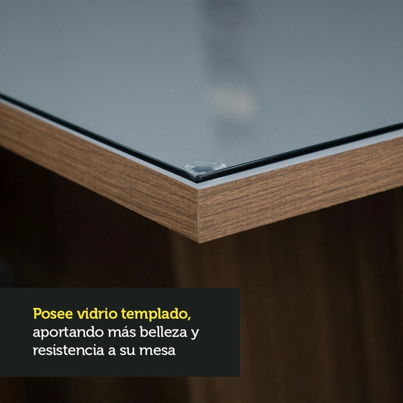 JUEGO DE COMEDOR MADESA ANNE CON 4 SILLAS MARRON/GRIS/SILVER - 5