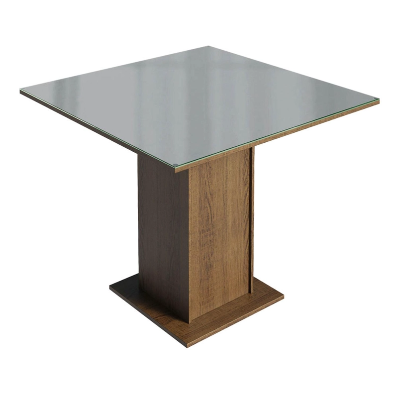 MESA DE COMEDOR MADESA 5363 CON VIDRIO CUADRADA MARRON/GRIS - 1
