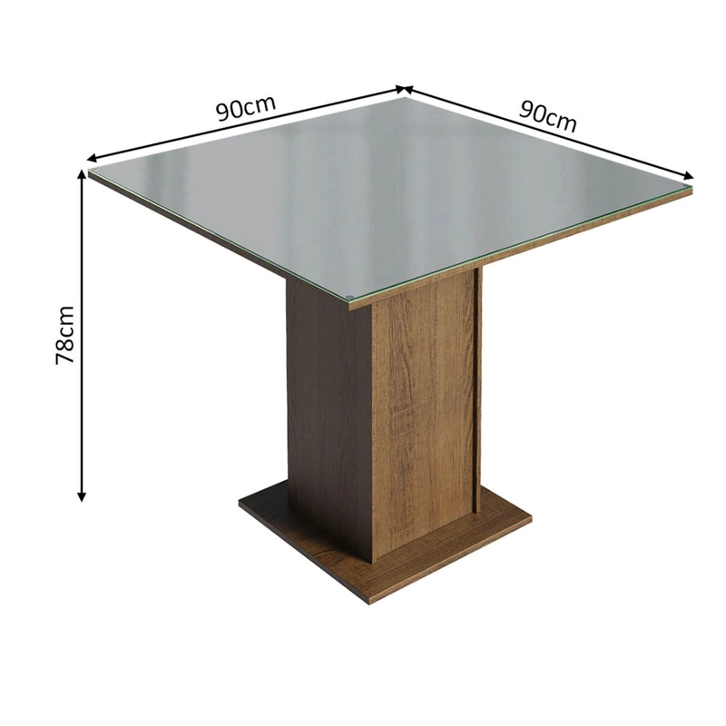 MESA DE COMEDOR MADESA 5363 CON VIDRIO CUADRADA MARRON/GRIS - 3
