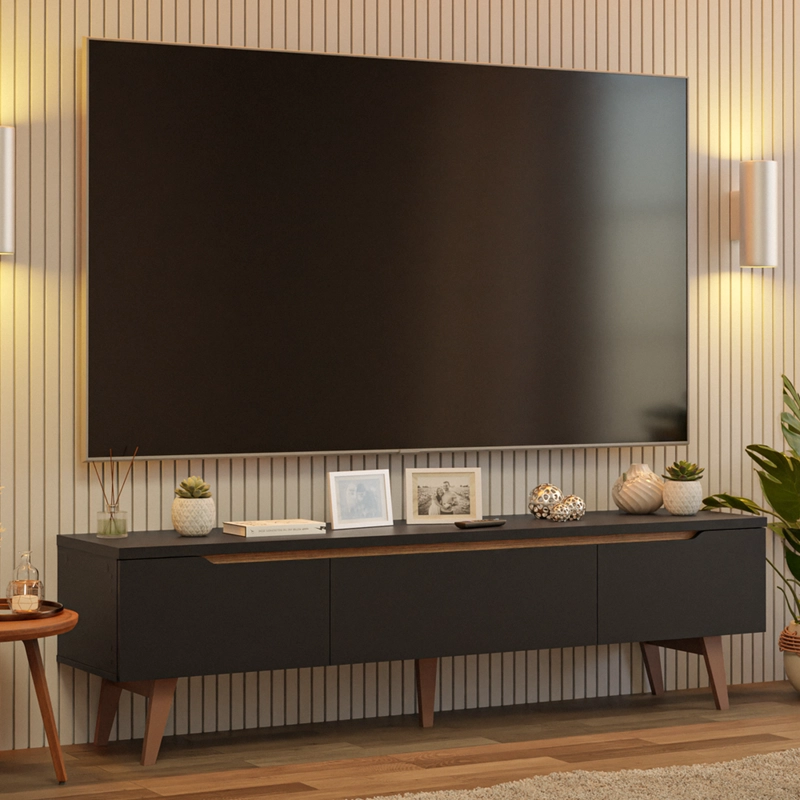 RACK PARA TV HASTA 80 PULGADAS MADESA REIMS 180 CM 2 PUERTAS NEGRO - 1
