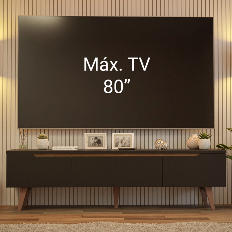 RACK PARA TV HASTA 80 PULGADAS MADESA REIMS 180 CM 2 PUERTAS NEGRO - 4