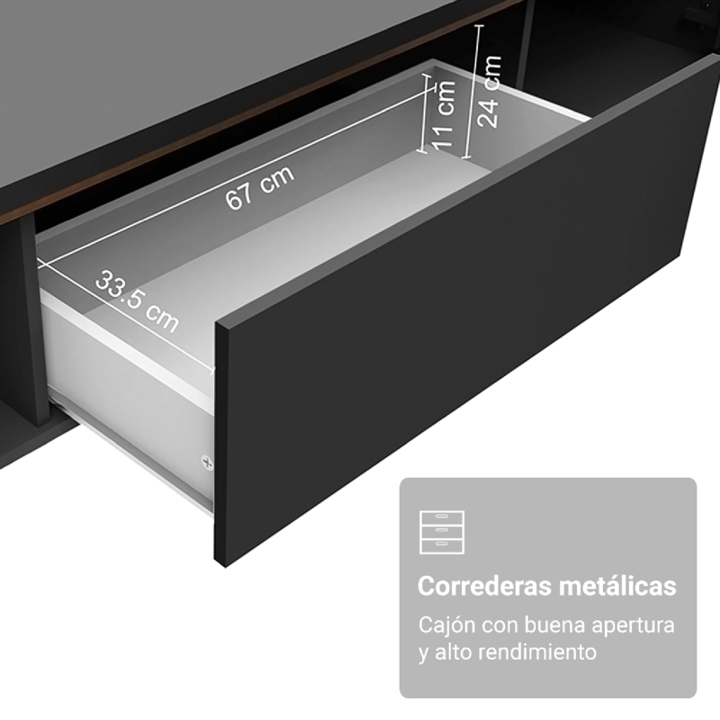 RACK PARA TV HASTA 80 PULGADAS MADESA REIMS 180 CM 2 PUERTAS NEGRO - 5