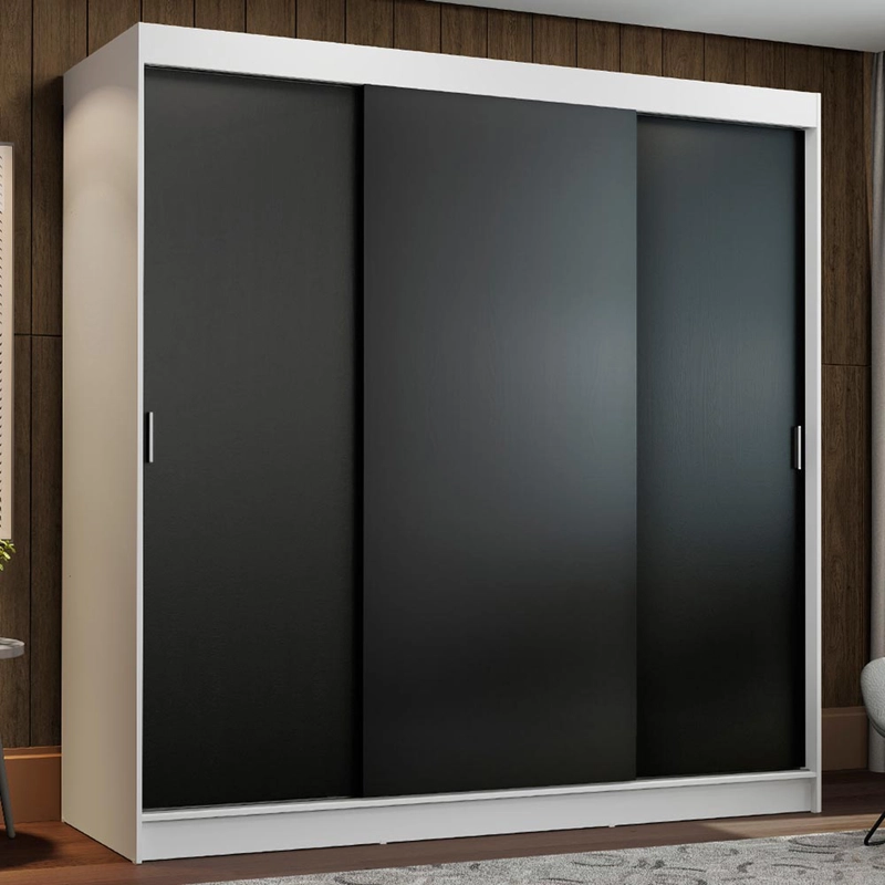 CLOSET MADESA RENO 3 PUERTAS CORREDERAS BLANCO/NEGRO - 1