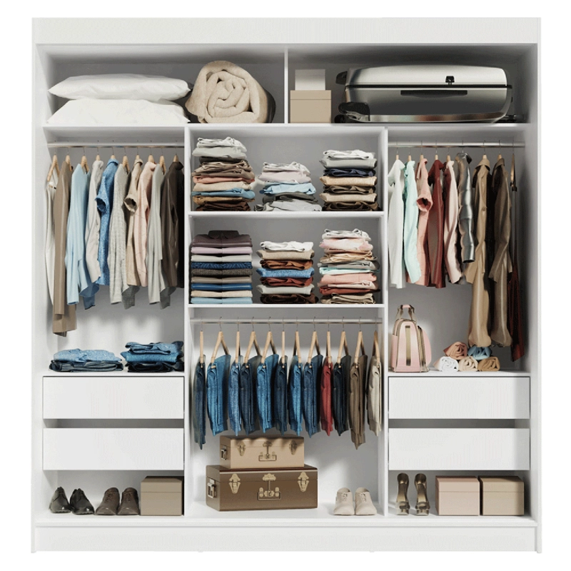 CLOSET MADESA RENO 3 PUERTAS CORREDERAS BLANCO/NEGRO - 8
