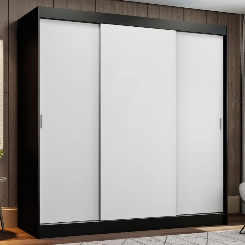 CLOSET MADESA RENO 3 PUERTAS CORREDERAS NEGRO/BLANCO - 1