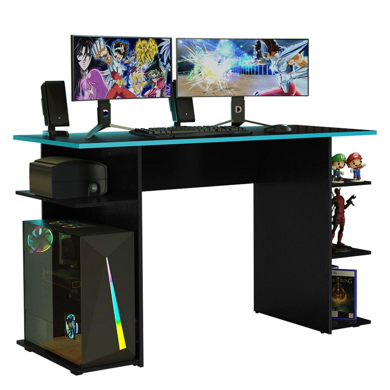 ESCRITORIO GAMER PC MADESA 9424 120 CM NEGRO/AZUL - 2