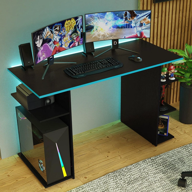 ESCRITORIO GAMER PC MADESA 9424 120 CM NEGRO/AZUL - 9