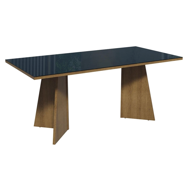 MESA DE COMEDOR MADESA 5388 CON VIDRIO RECTANGULAR MARRON/NEGRO - 1