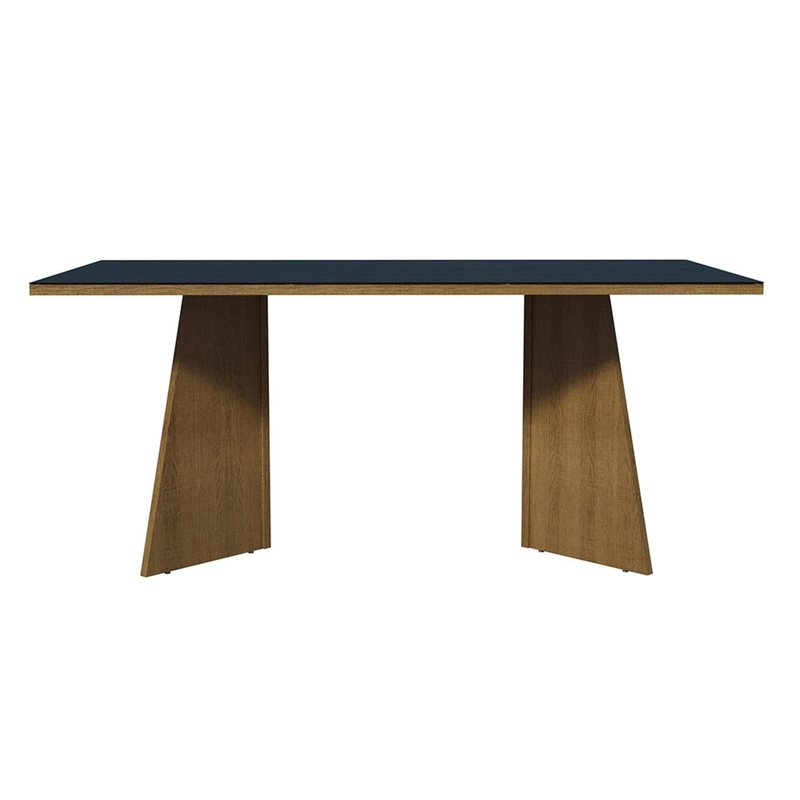 MESA DE COMEDOR MADESA 5388 CON VIDRIO RECTANGULAR MARRON/NEGRO - 3