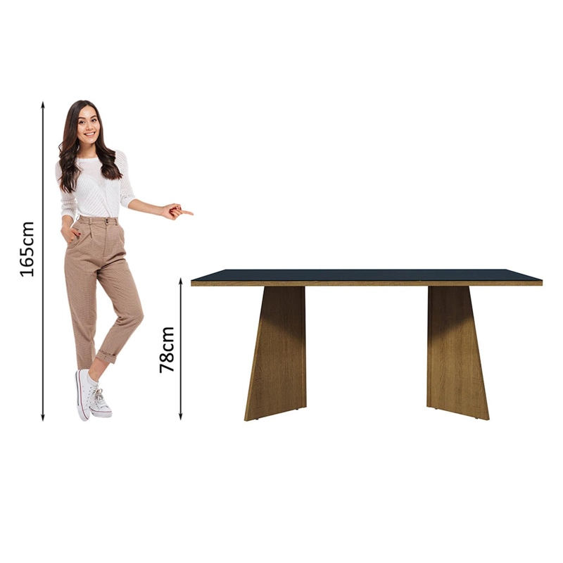 MESA DE COMEDOR MADESA 5388 CON VIDRIO RECTANGULAR MARRON/NEGRO - 4