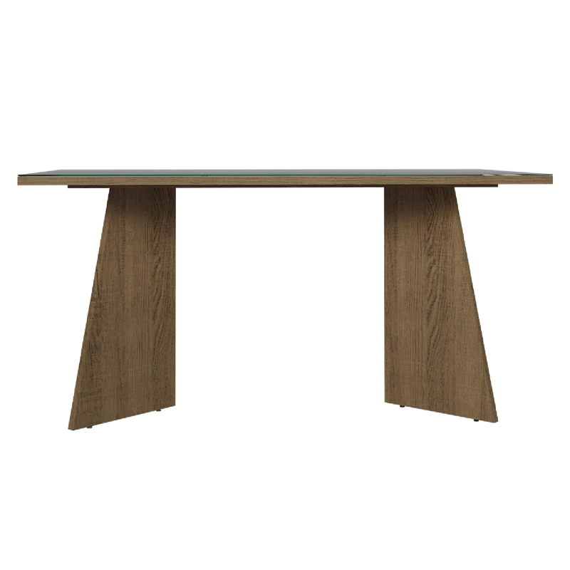MESA DE COMEDOR MADESA 5389 CON VIDRIO RECTANGULAR MARRON/GRIS - 4