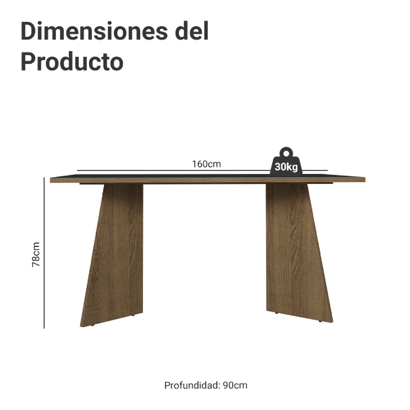 MESA DE COMEDOR MADESA 5389 RECTANGULAR MARRON/NEGRO - 2