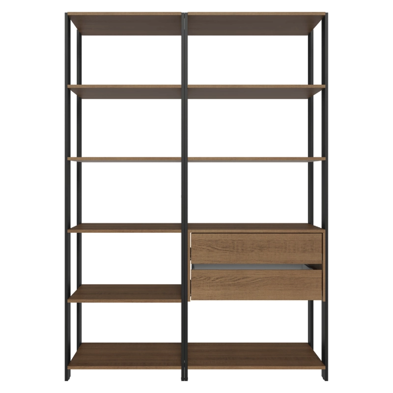 ESTANTE LIBRERO MADESA 129 CM 9 REPISAS 2 CAJONES MARRON/NEGRO - 6