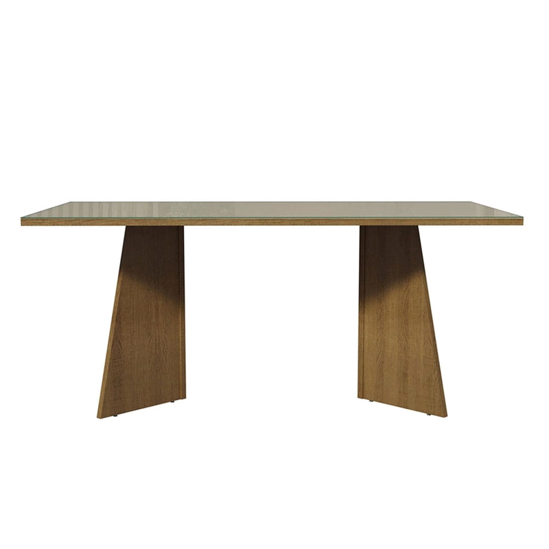 MESA DE COMEDOR MADESA 5388 CON VIDRIO RECTANGULAR MARRON/CREMA - 1