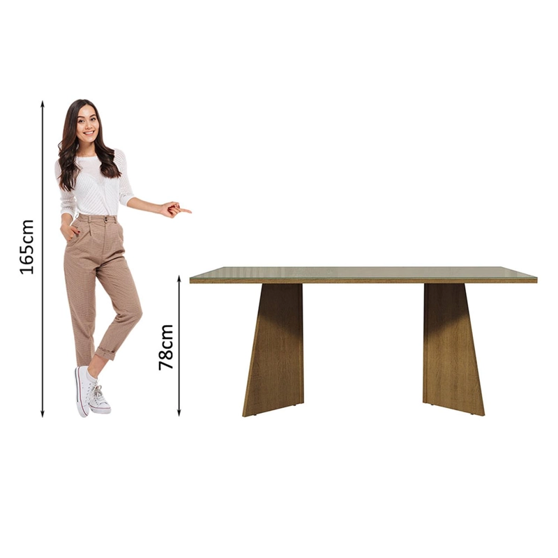 MESA DE COMEDOR MADESA 5388 CON VIDRIO RECTANGULAR MARRON/CREMA - 4